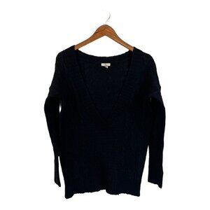 Joie Plunge V Neck Black Alpaca Wool Sweater Black Small S
